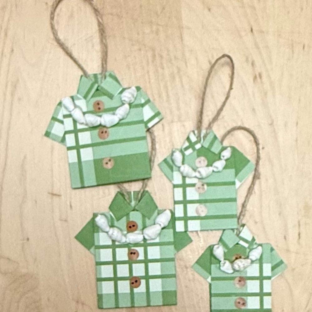 Green Hawaiian (Palaka Print) Plaid Shirt Ornaments